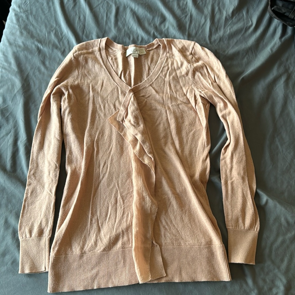 LOFT Ruffle Shirt in Light Pink/Peach